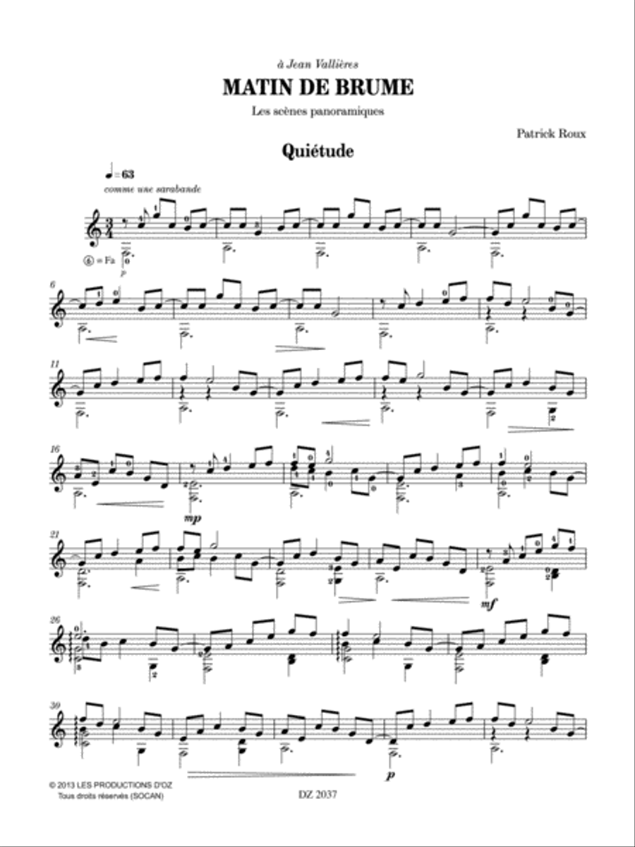Matin de brume Classical Guitar scores gallery preview page 2