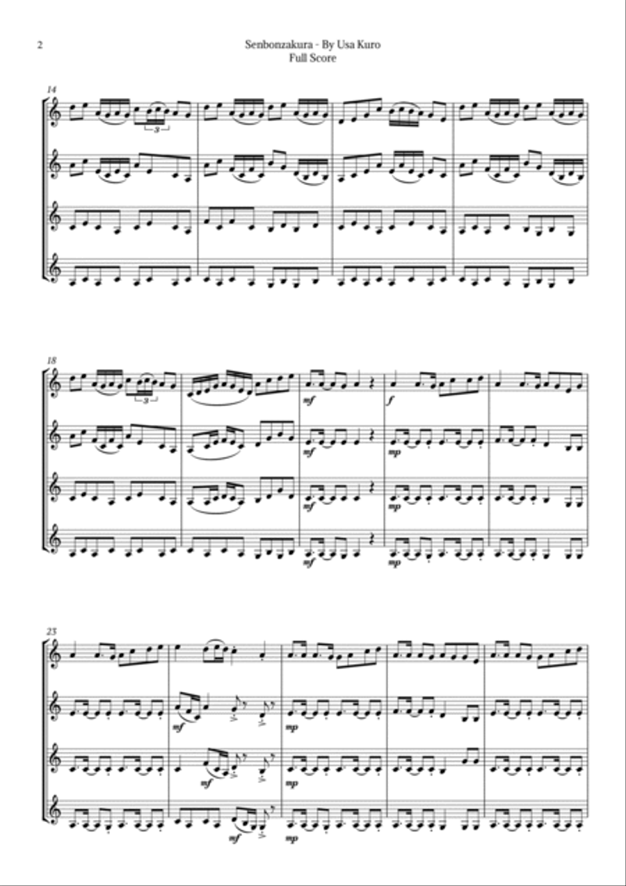 Senbonzakura Brass Quartet scores gallery preview page 2