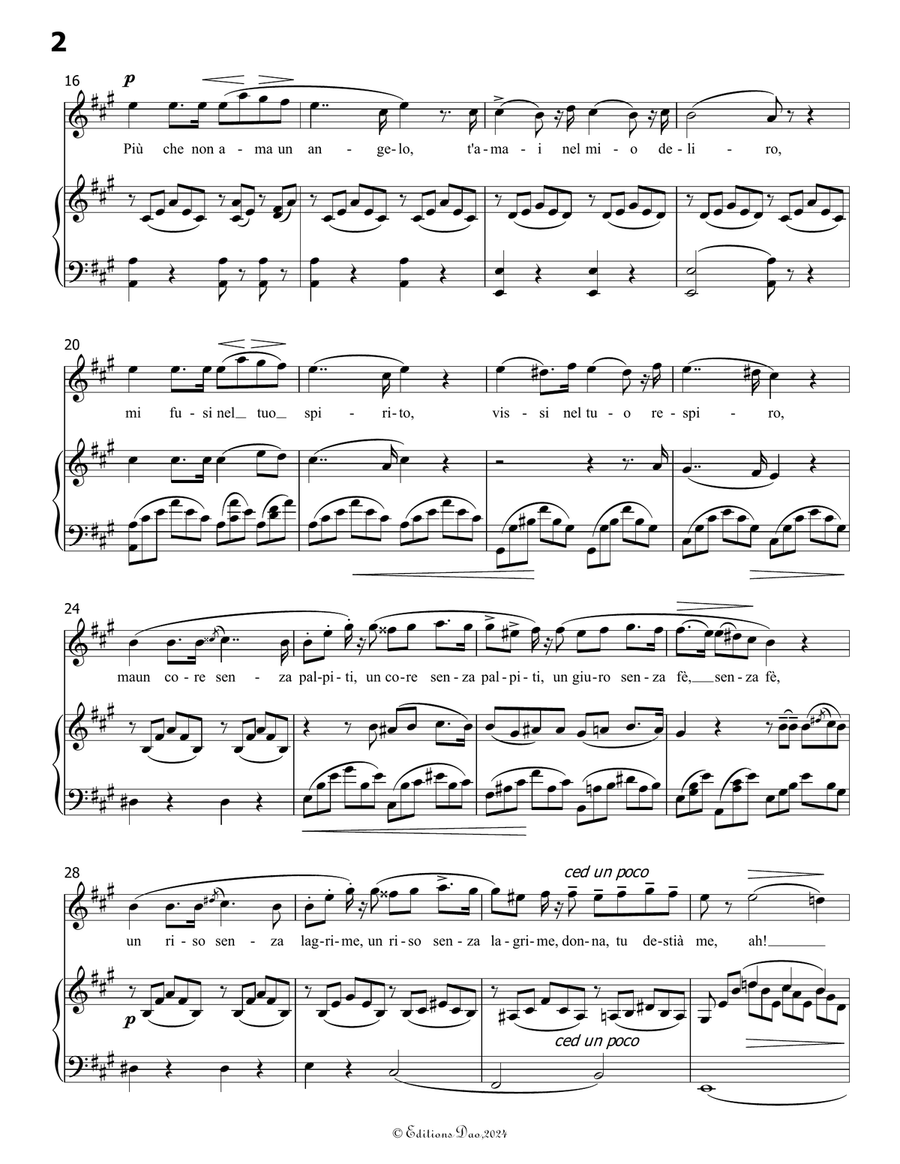 L'amor funesto, by Donizetti, in A Major Piano, Vocal scores gallery preview page 4