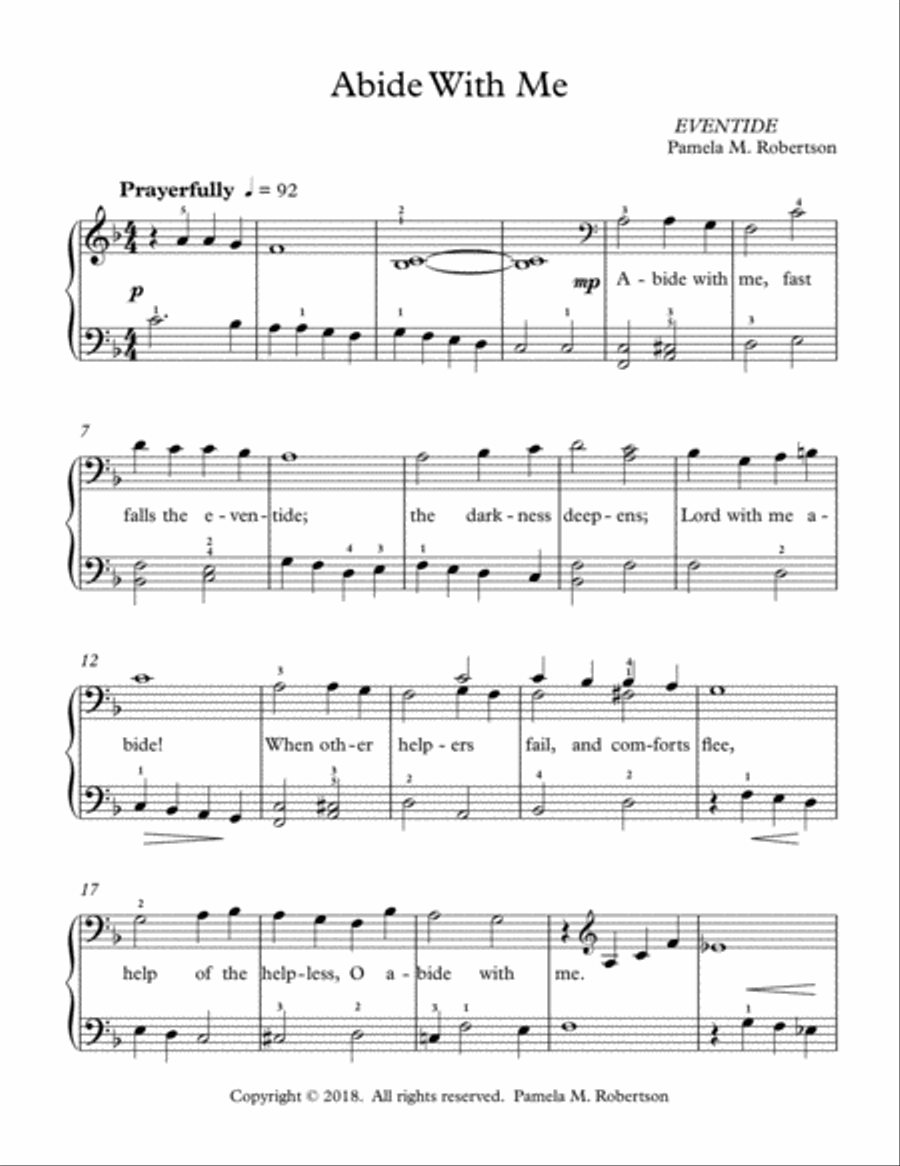 Abide with Me - Easy Piano Solo Easy Piano scores gallery preview page 1