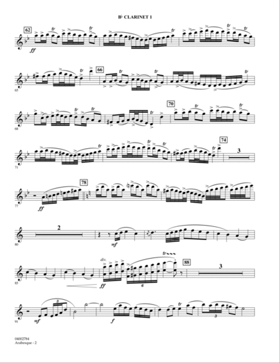 Arabesque - Bb Clarinet 1 B-Flat Clarinet scores gallery preview page 2