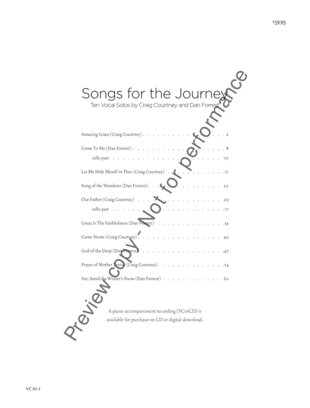 Songs for the Journey - Medium Voice