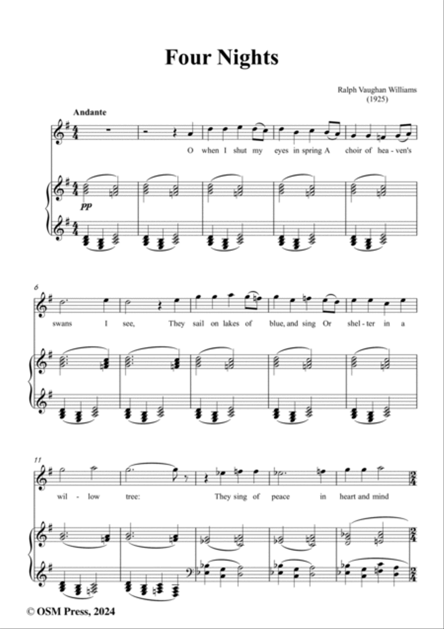 Vaughan Williams-Four Nights(1925),in G Major Voice scores gallery preview page 2