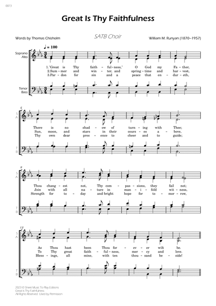 Great Is Thy Faithfulness - SATB Choir image number null