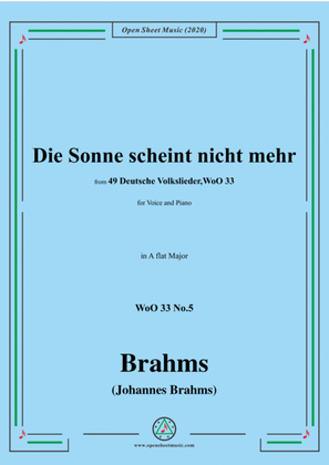 Book cover for Brahms-Die Sonne scheint nicht mehr,WoO 33 No.5,in A flat Major,for Voice&Pno