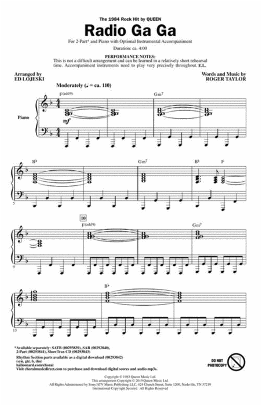 Radio Ga Ga 2-Part scores gallery preview page 3