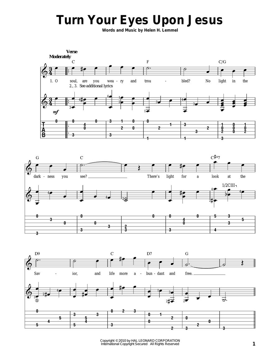 Turn Your Eyes Upon Jesus Acoustic Guitar scores gallery preview page 1