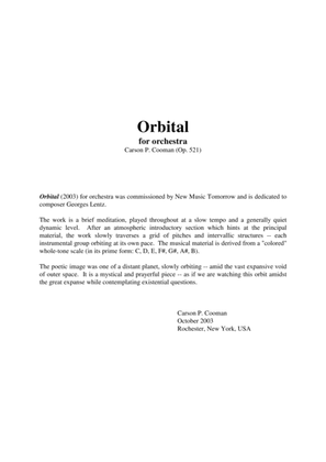 Carson Cooman: Orbital for orchestra, score only