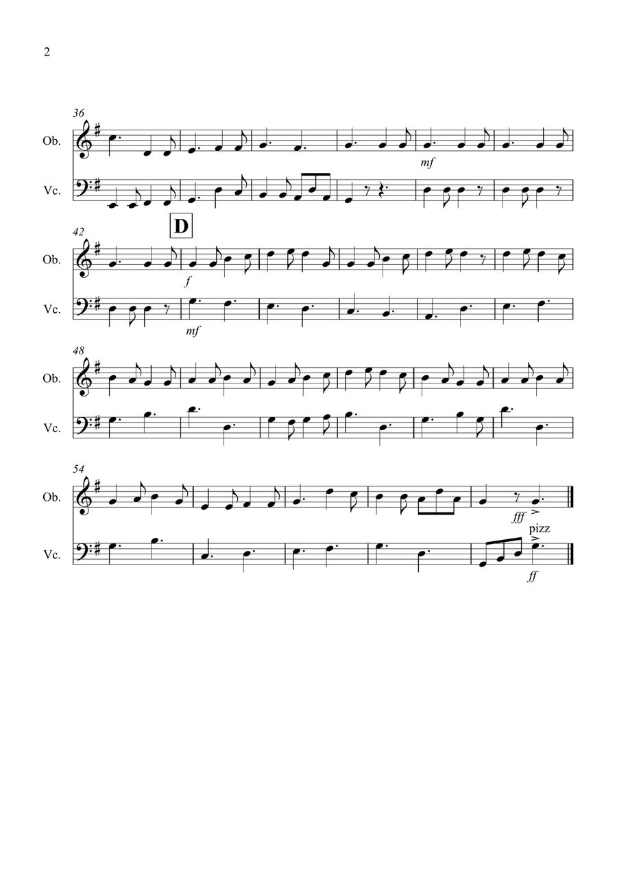 In Dulci Jubilo for Oboe and Cello Duet Oboe scores gallery preview page 2