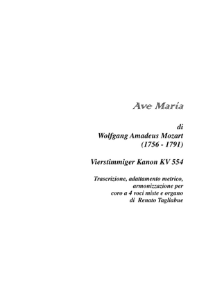 Book cover for AVE MARIA - CANONE - W.A.MOZART - Arr. SATB Choir and organ