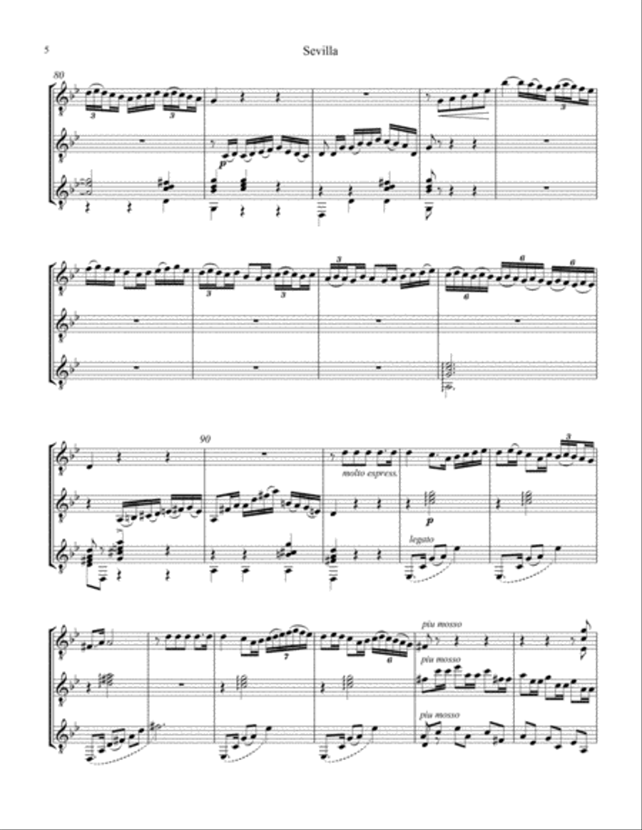 Sevilla Op. 47 No. 3 for guitar trio Guitar Ensemble scores gallery preview page 6
