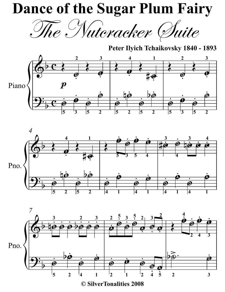 Dance of the Sugar Plum Fairy Nutcracker Suite Easy Piano Sheet Music Easy Piano scores gallery preview page 2