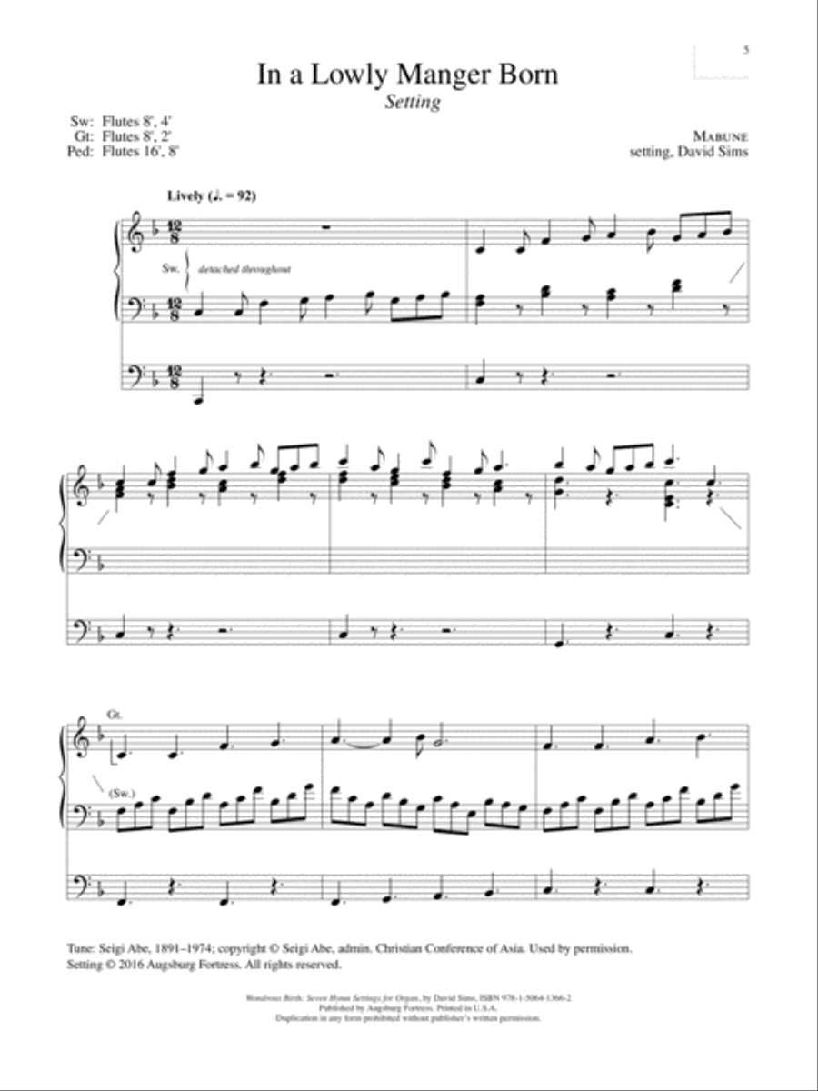 Wondrous Birth Seven Hymn Settings for Organ Organ Solo scores gallery preview page 6