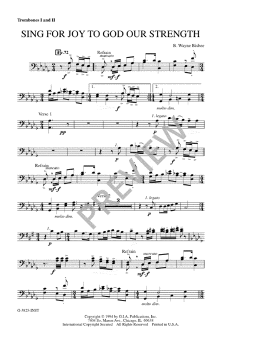 Sing for Joy to God Our Strength - Instrument edition Trombone scores gallery preview page 6