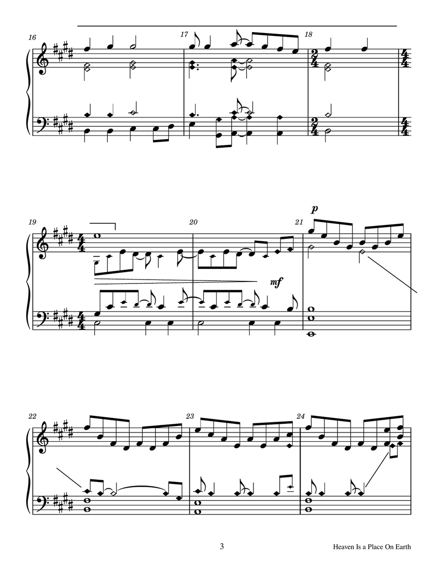 Heaven Is A Place On Earth Handbell Choir scores gallery preview page 3
