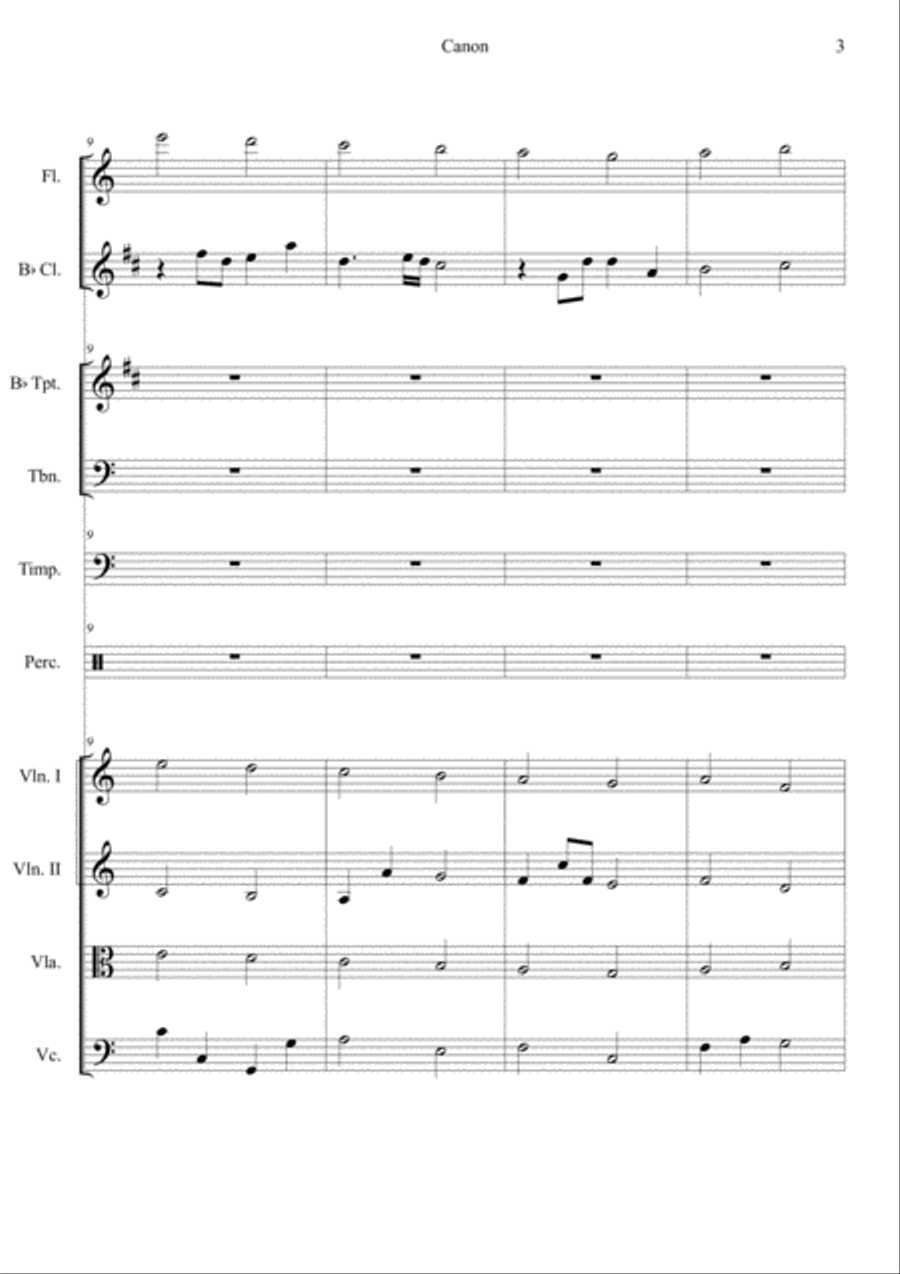 Canon in C (Easy Version) Orchestra scores gallery preview page 3