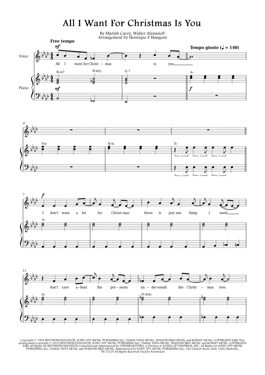 All I Want For Christmas Is You Voice scores gallery preview page 1