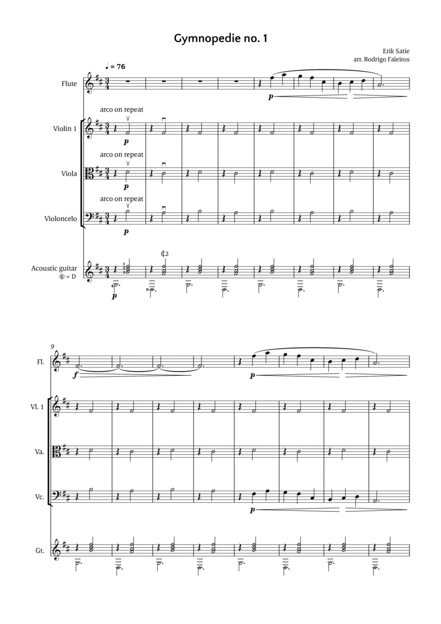 Gymnopédie no. 1 Chamber Music scores gallery preview page 1