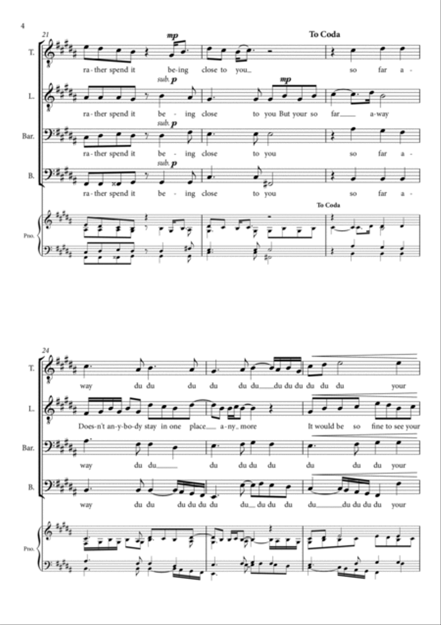So Far Away So Far Away TTBB scores gallery preview page 4