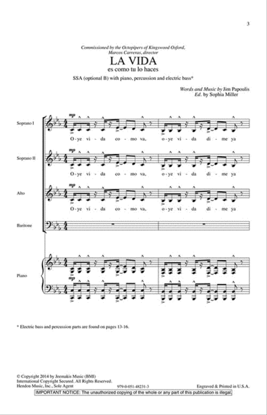 La Vida La Vida SSAA scores gallery preview page 2