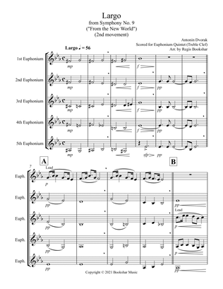 Largo (from "Symphony No. 9") ("From the New World") (Db) (Euphonium Quintet - Treble Clef)