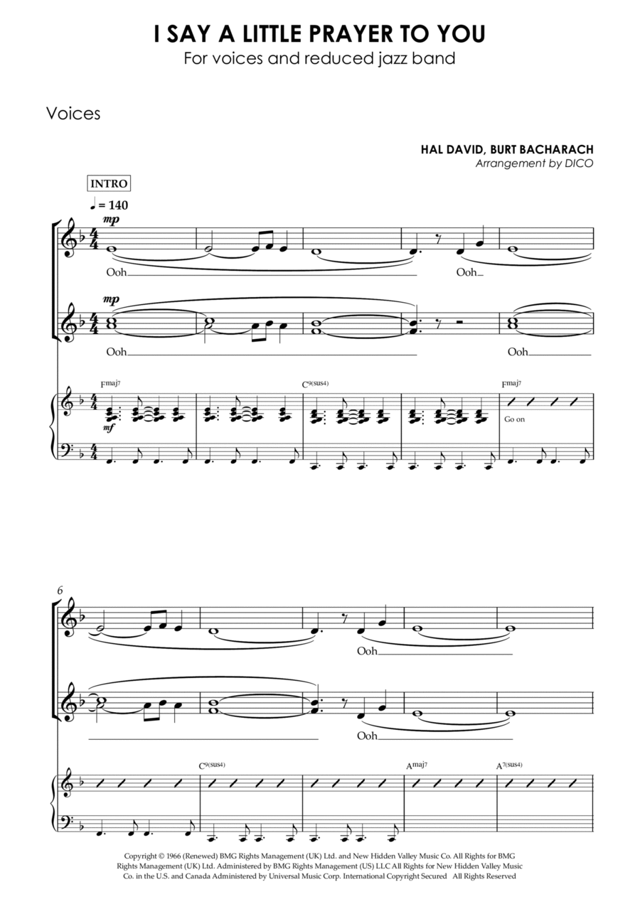 I Say A Little Prayer - Score Only Jazz Ensemble scores gallery preview page 1