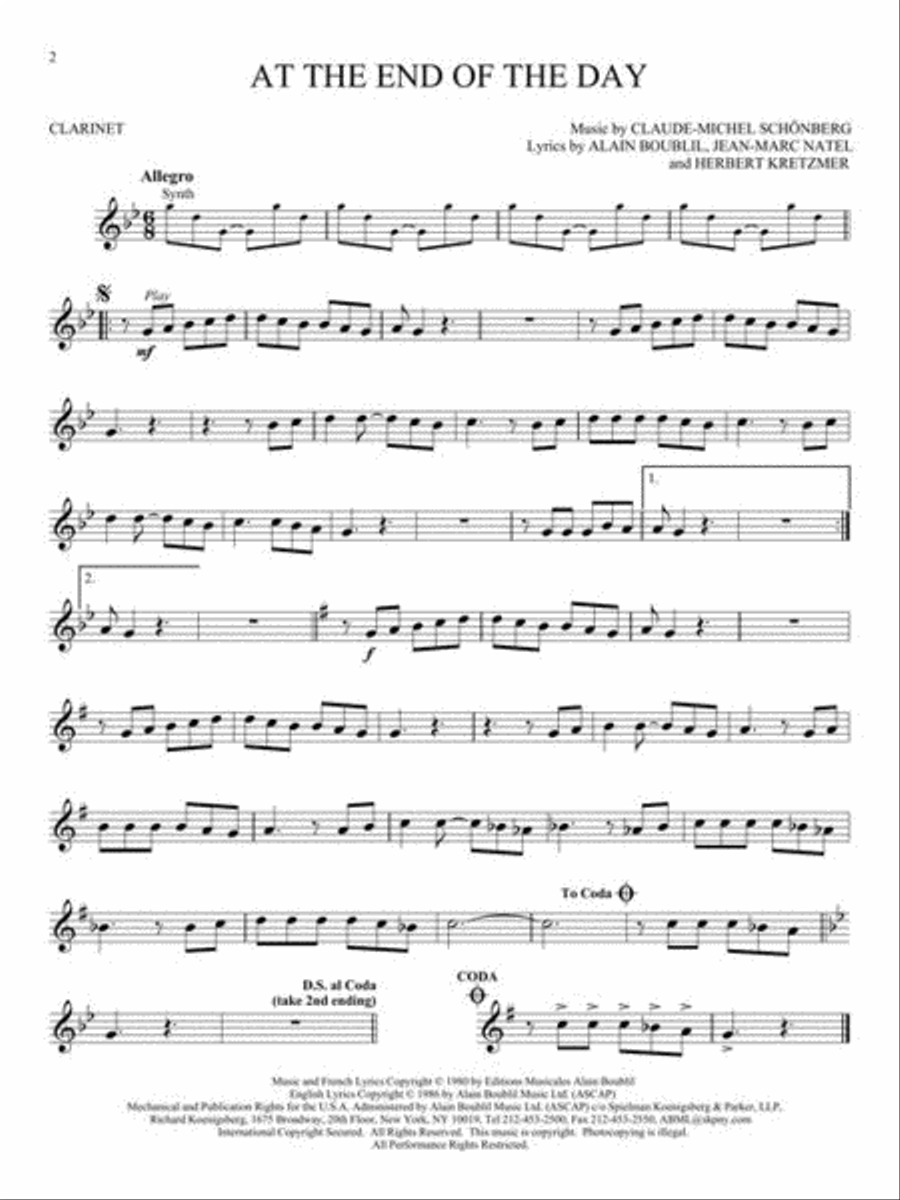 Les Misérables Clarinet Solo scores gallery preview page 4