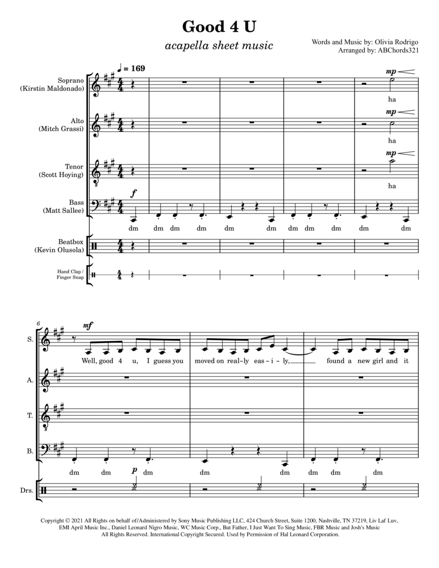 Good 4 U Good 4 U 4-Part scores gallery preview page 1