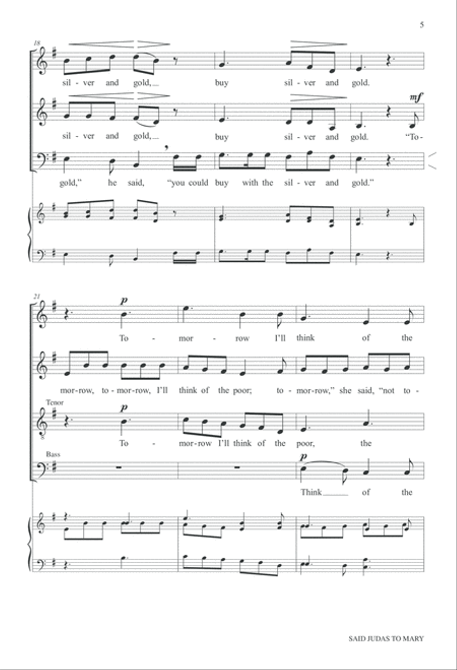 Said Judas to Mary 4-Part scores gallery preview page 5
