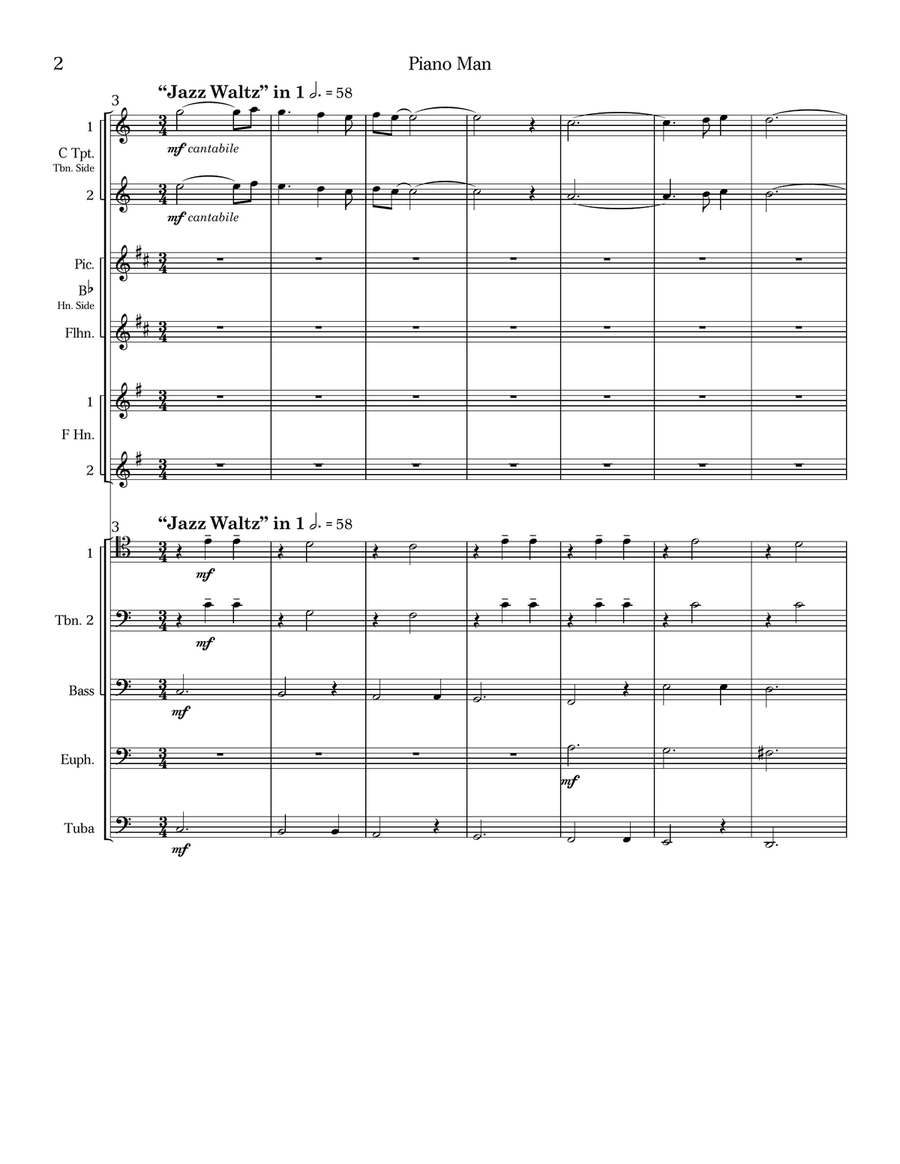 Piano Man Brass Ensemble scores gallery preview page 2