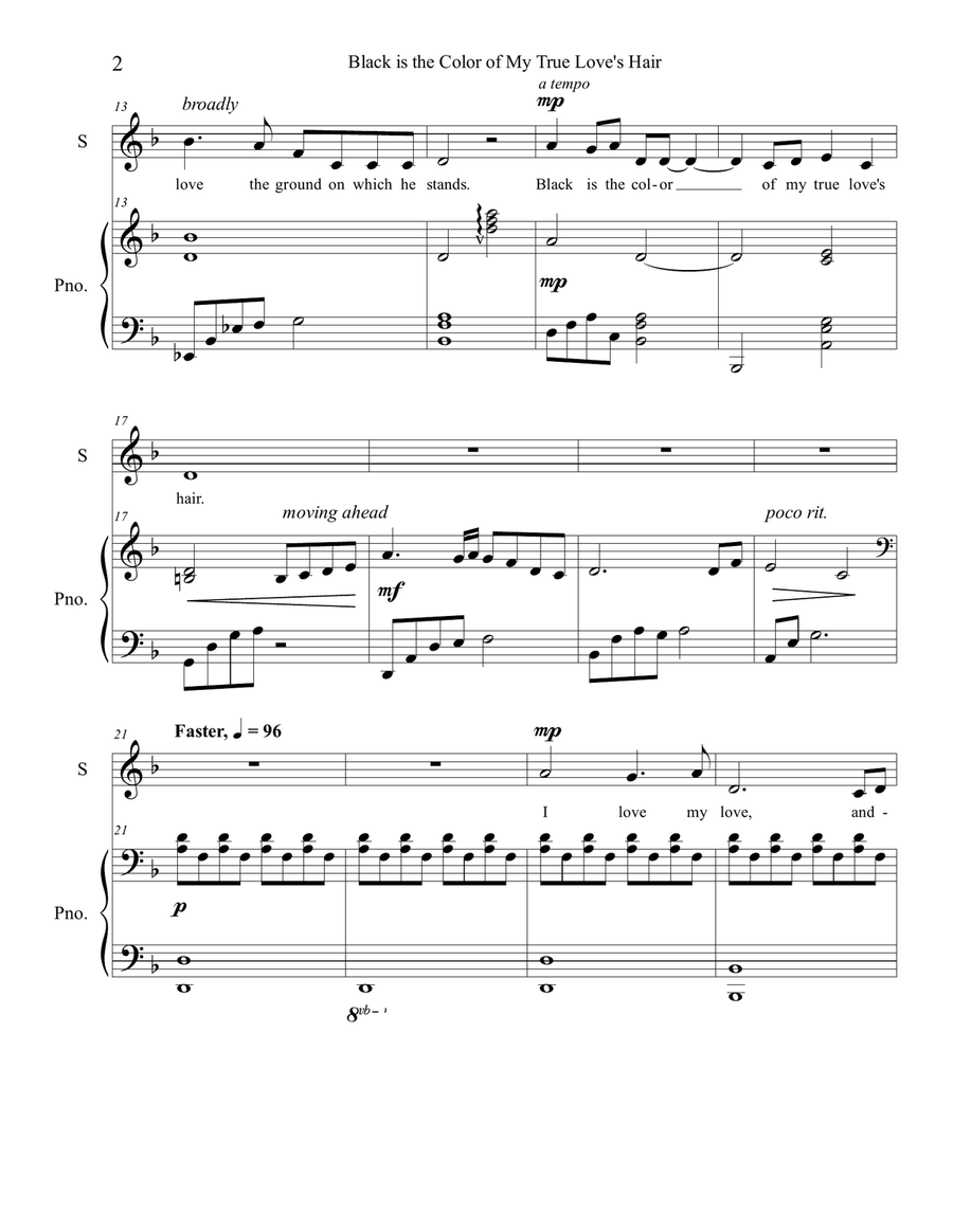 Black is the Color of My True Love's Hair Soprano Voice scores gallery preview page 2