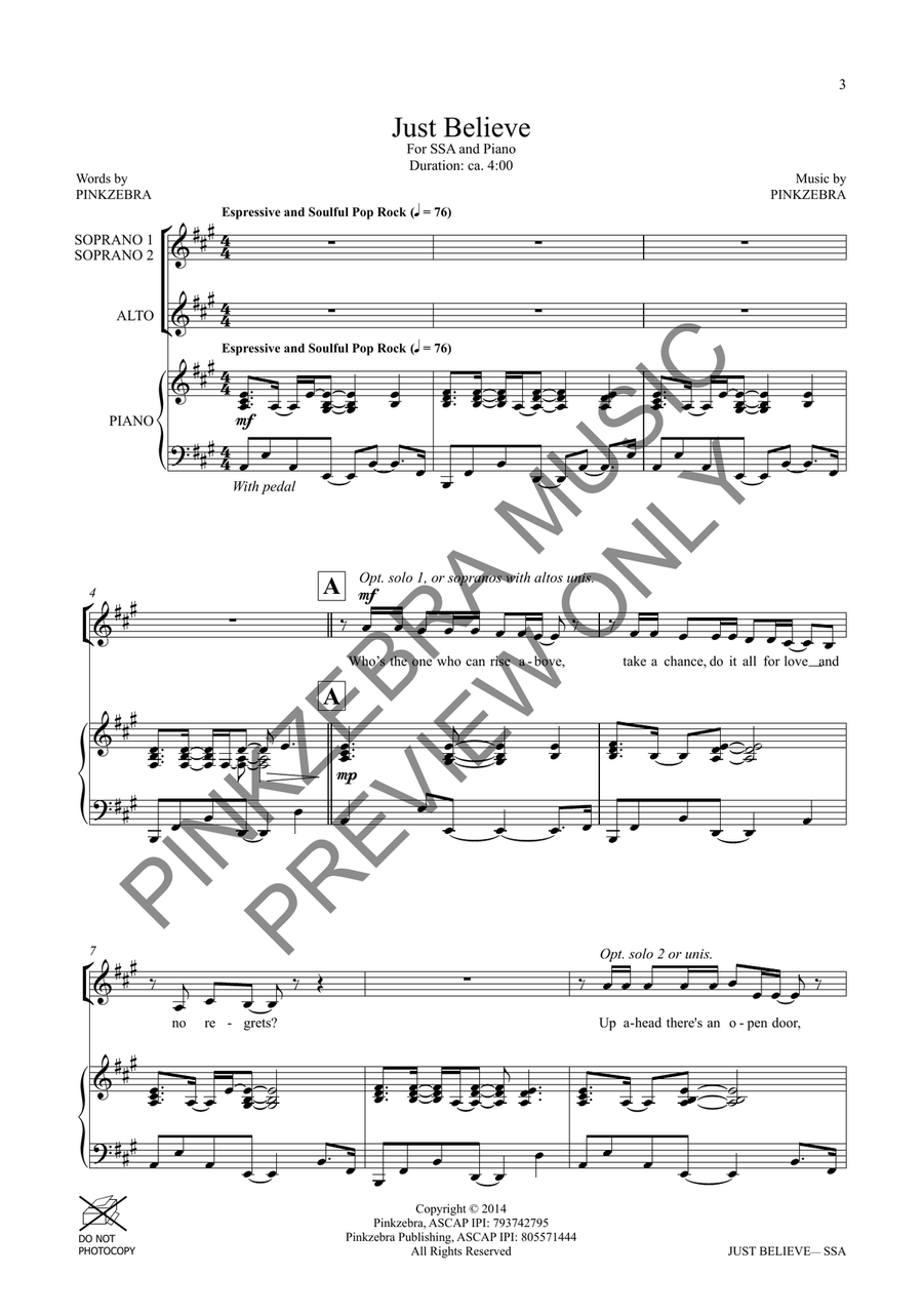 Just Believe (SSA) SSA scores gallery preview page 4