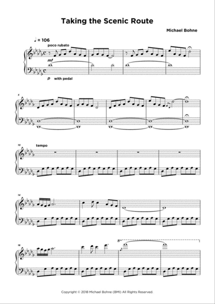 Taking the Scenic Route Piano Solo scores gallery preview page 1