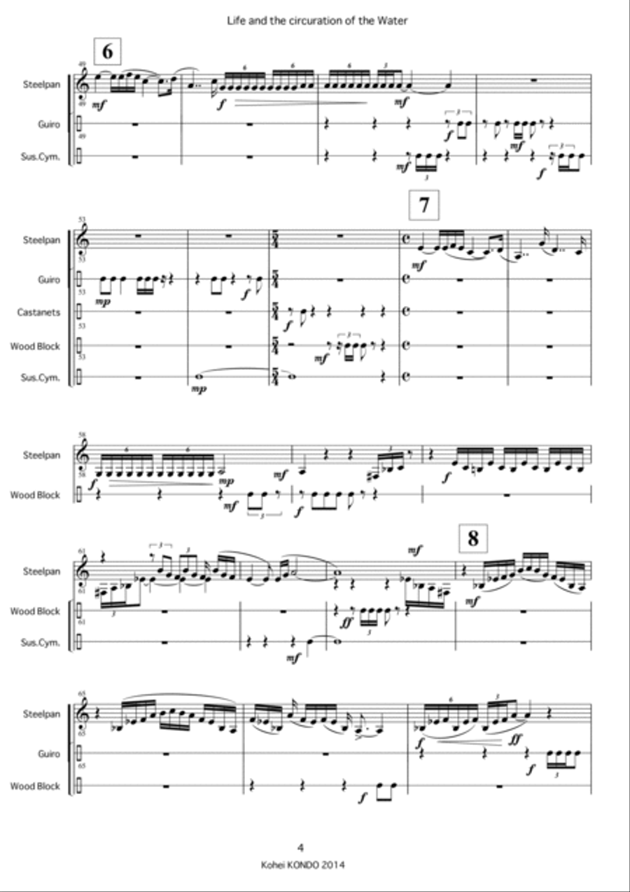 Life and the circuration of the Water　for percussion player　 Op.141 Percussion Ensemble scores gallery preview page 5