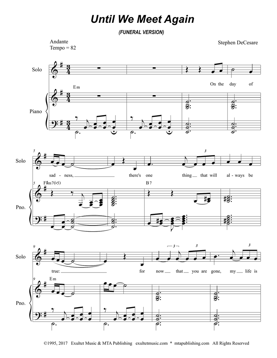 Until We Meet Again (Funeral Version) Piano, Vocal scores gallery preview page 2