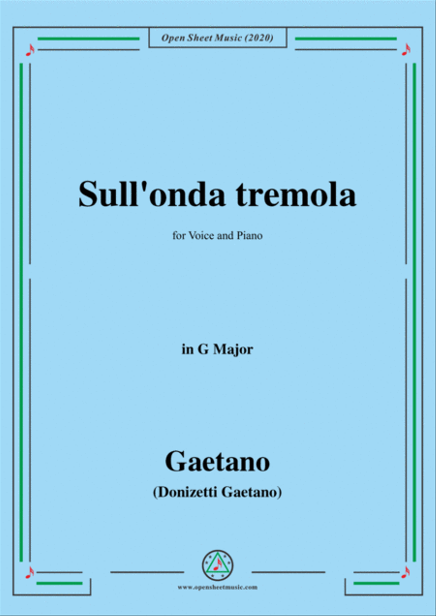 Donizetti-Sull'onda tremola,in G Major,for Voice and Piano Voice Solo scores gallery preview page 1