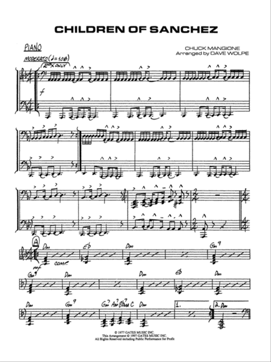 Children of Sanchez: Piano Accompaniment Jazz Ensemble scores gallery preview page 1
