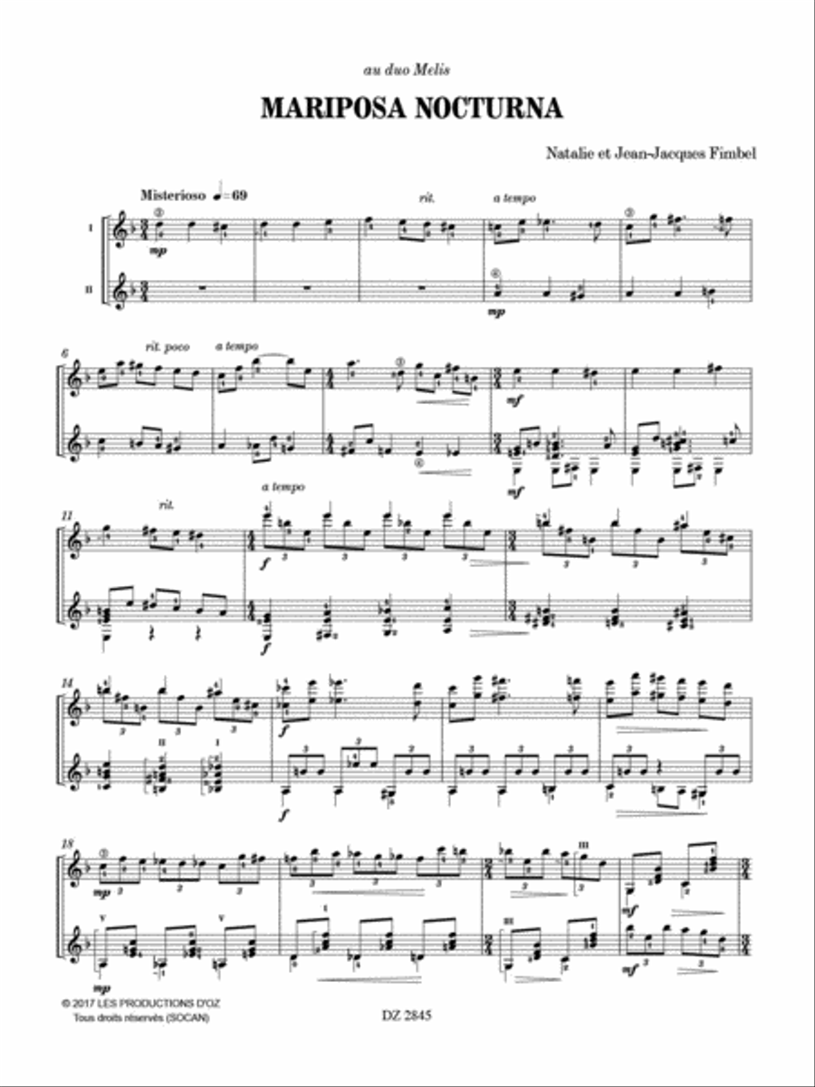 Mariposa Nocturna Classical Guitar scores gallery preview page 2