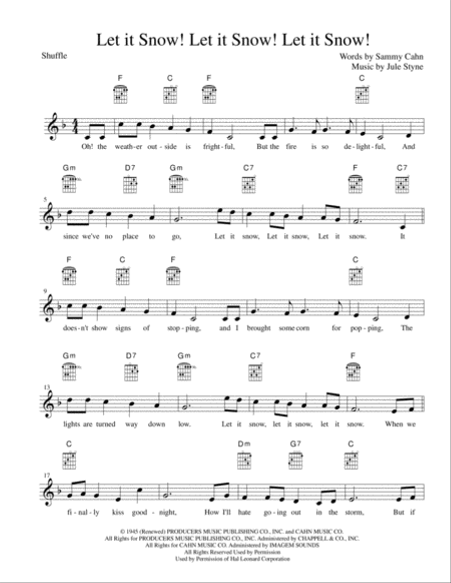 Let It Snow! Let It Snow! Let It Snow! Piano, Vocal, Guitar scores gallery preview page 1