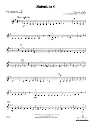 Sinfonia in G: 3rd Violin (Viola [TC])