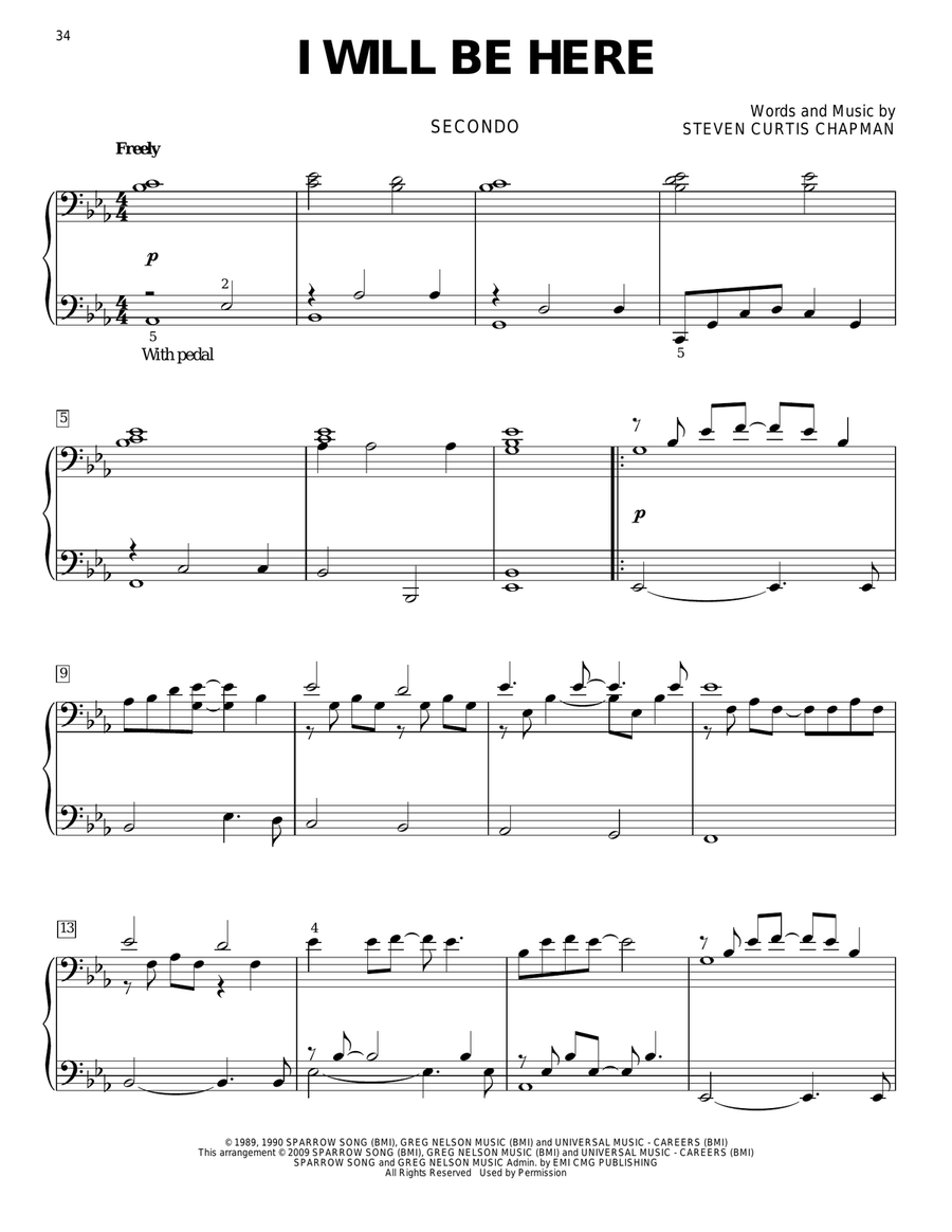 I Will Be Here Piano Duet scores gallery preview page 1