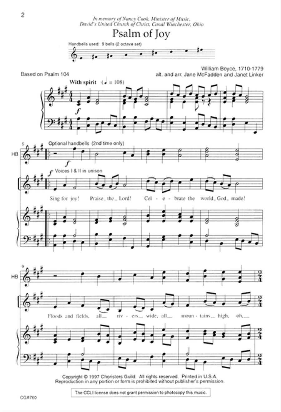 Psalm of Joy Unison Choir scores gallery preview page 2