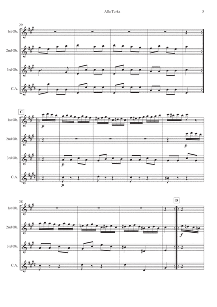 Alla Turka (Turkish March) for Oboe Quartet image number null