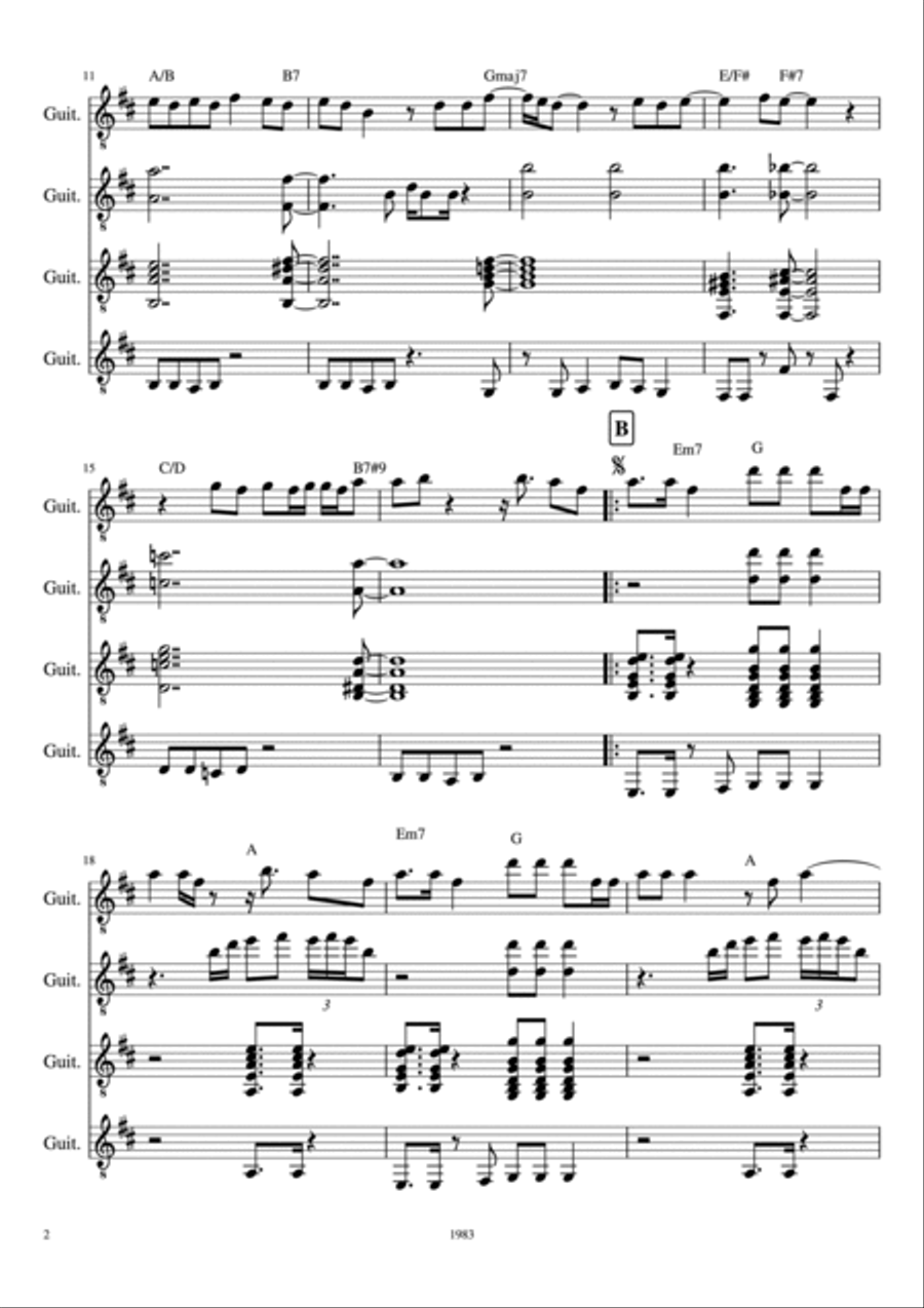 P.y.t. (pretty Young Thing) Guitar Ensemble scores gallery preview page 2