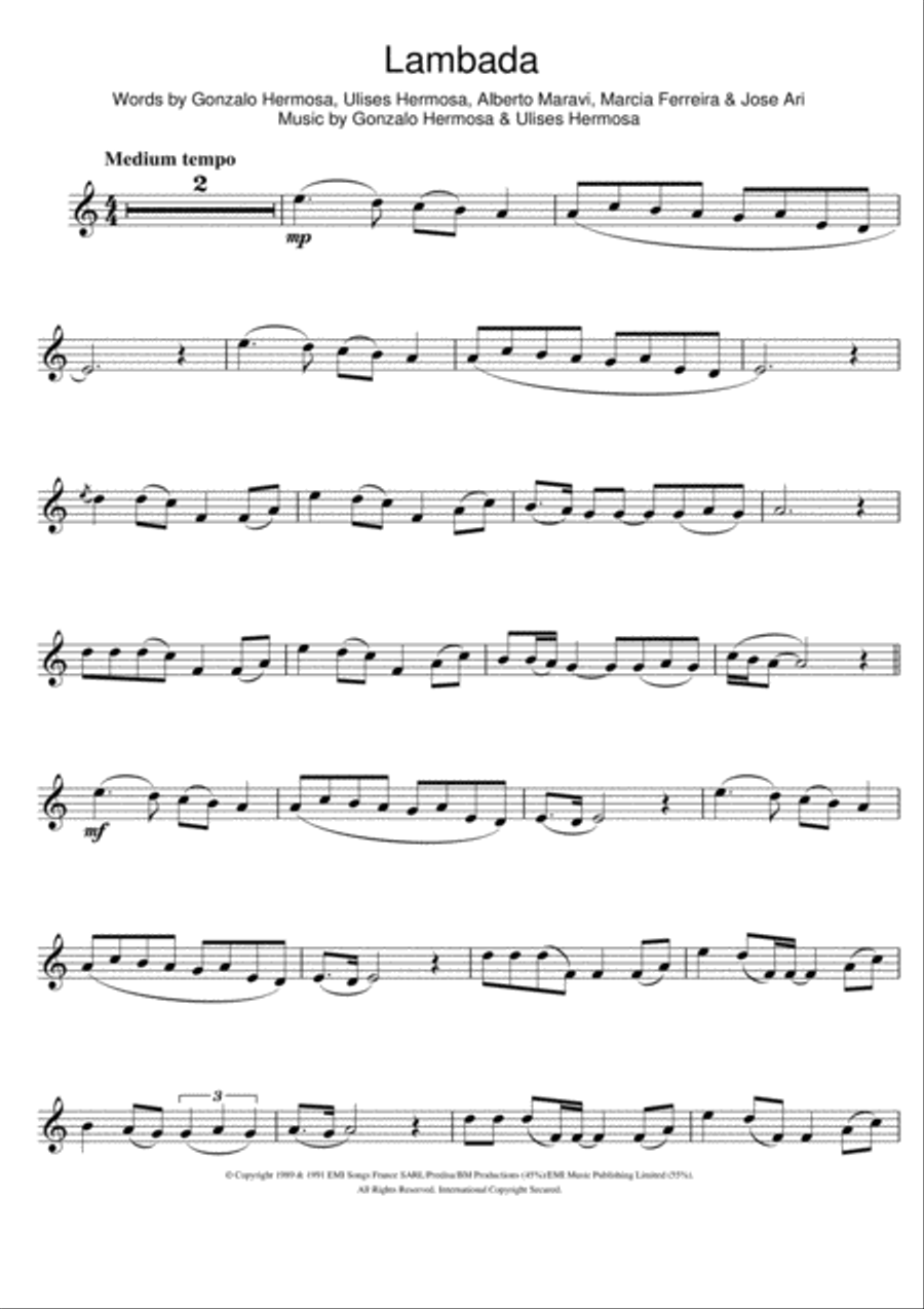 Lambada Lambada Clarinet Solo scores gallery preview page 1