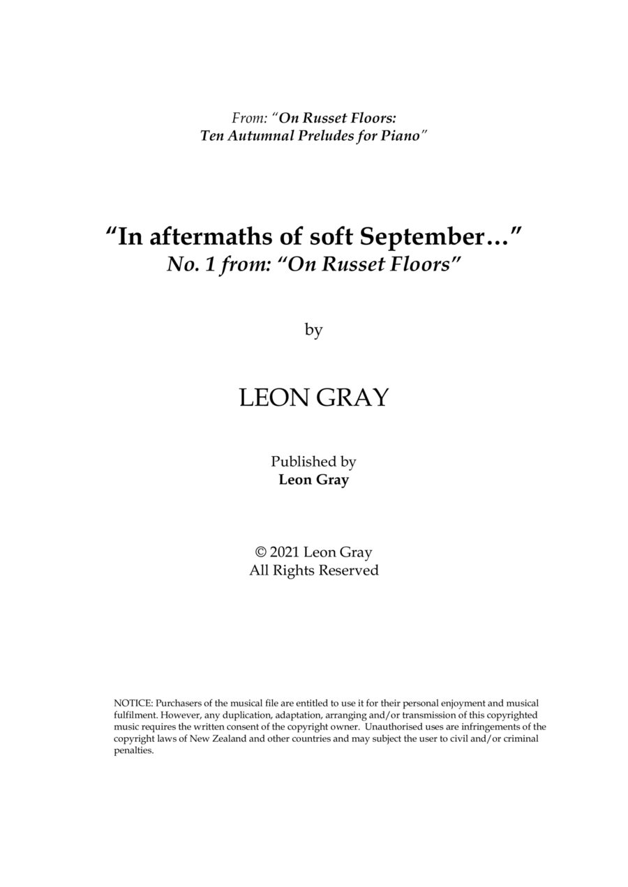 Soft September, On Russet Floors (No. 1), Leon Gray Piano Solo scores gallery preview page 1