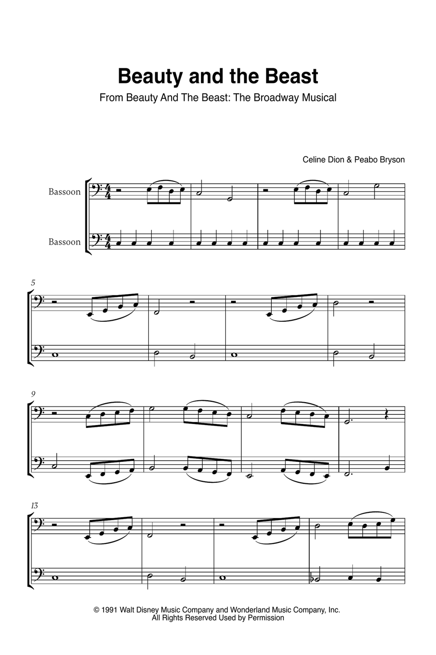 Beauty And The Beast Beauty And The Beast Woodwind Duet scores gallery preview page 1