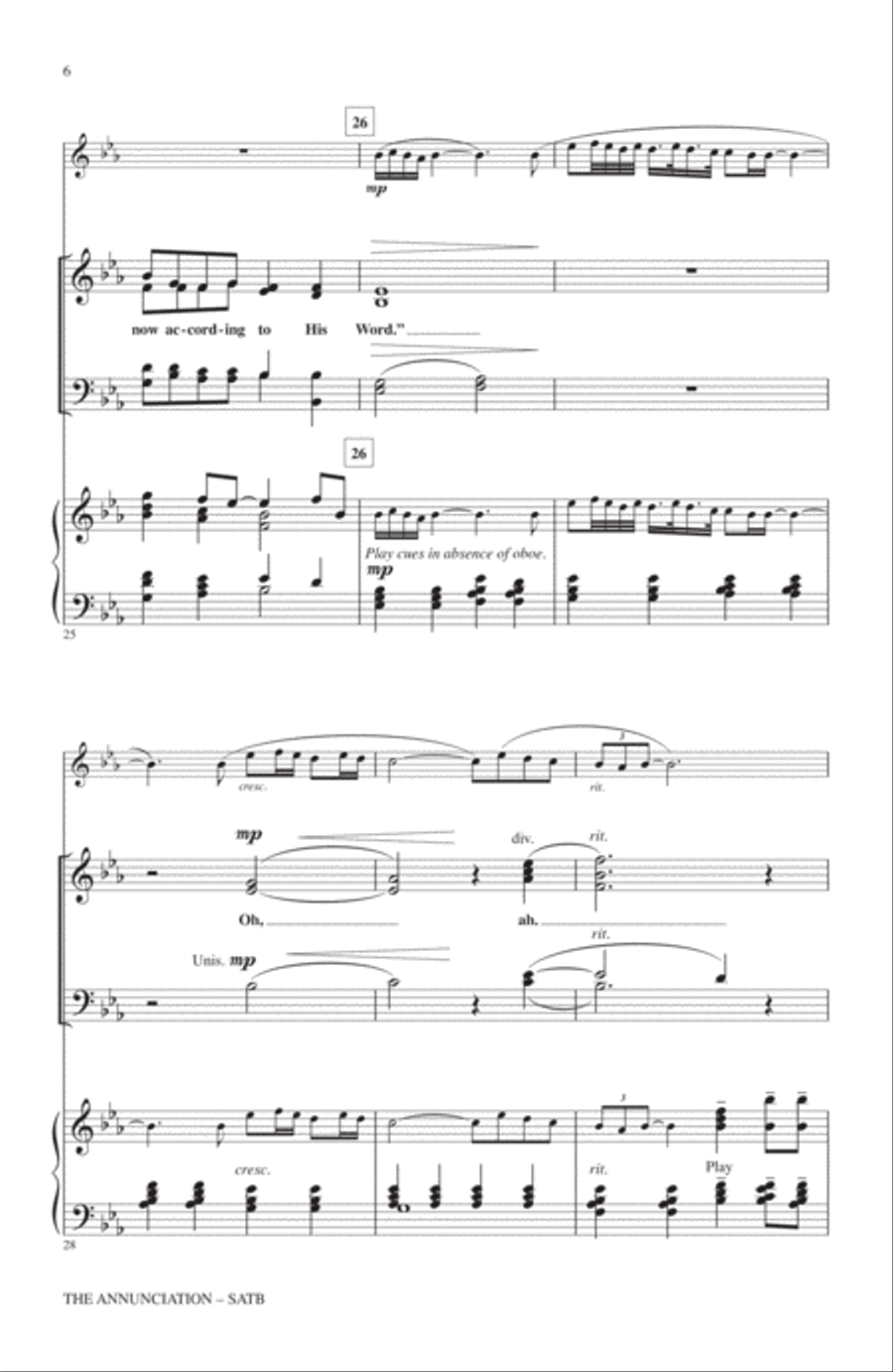 The Annunciation (incorporating Gabriel's Oboe) 4-Part scores gallery preview page 5