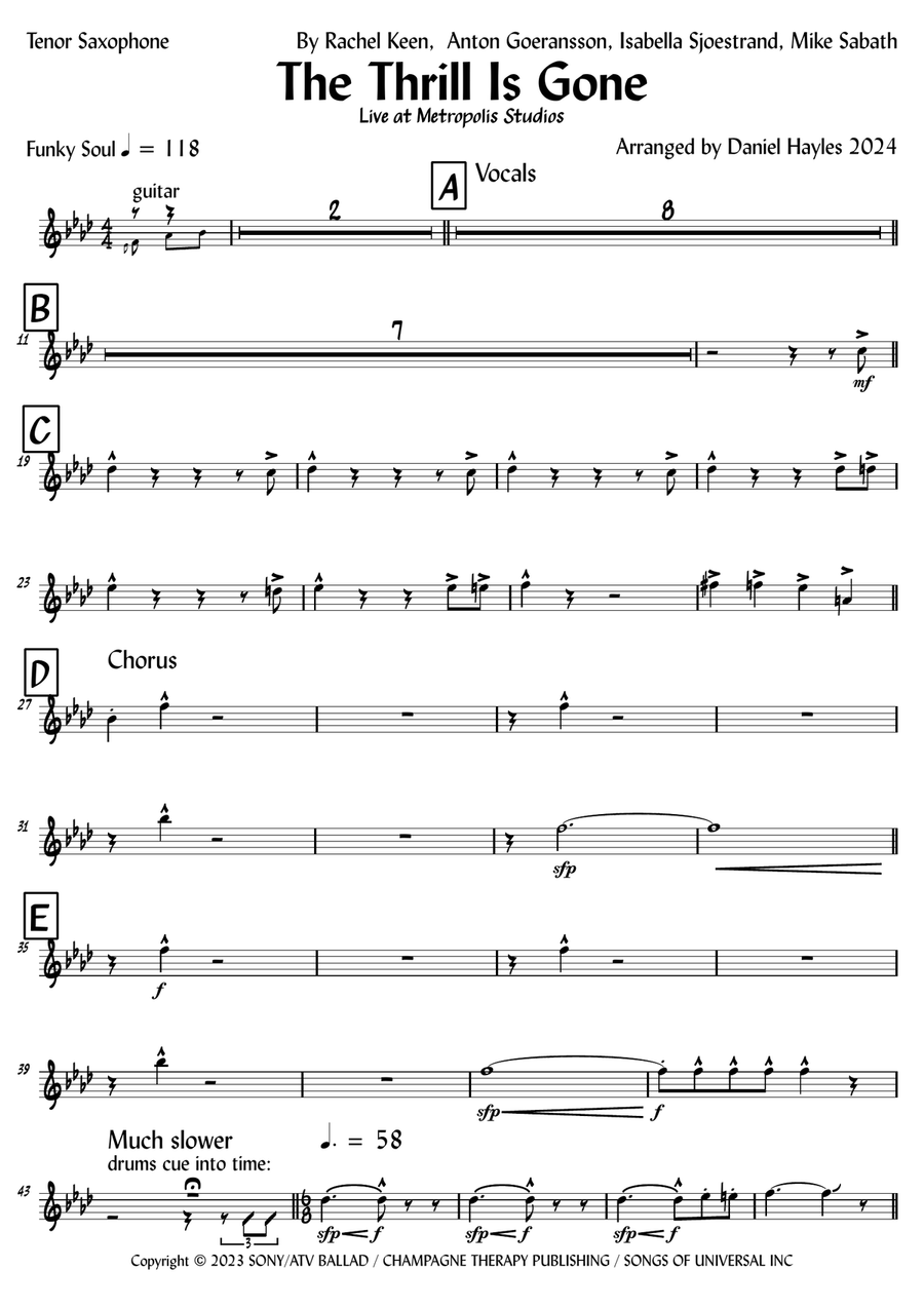 The Thrill Is Gone. Cover Band scores gallery preview page 5