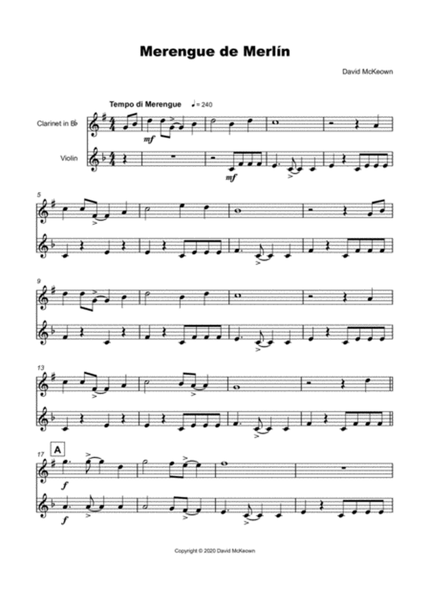Merengue de Merlín, for Clarinet and Violin Duet